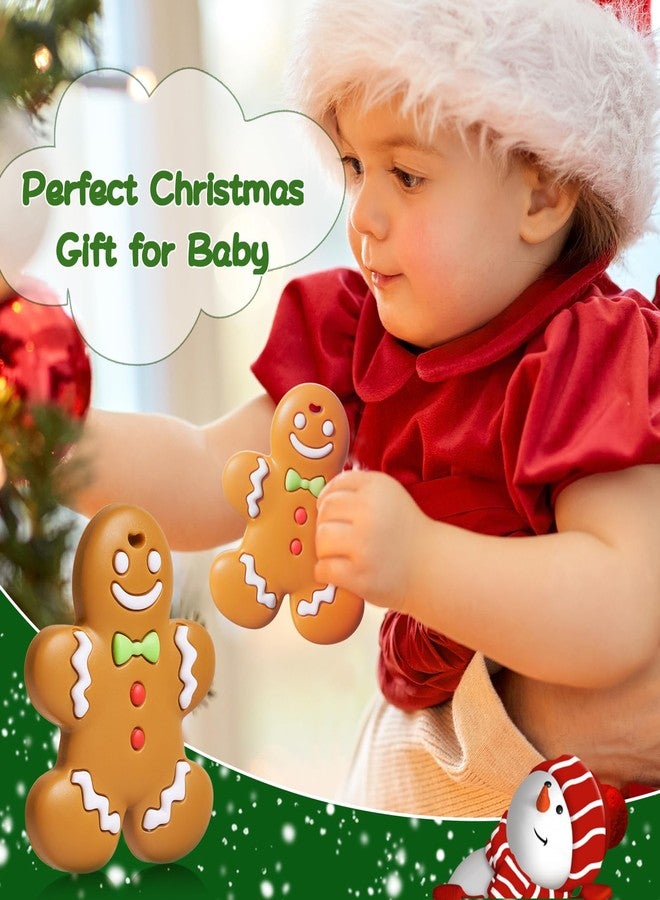 نسفي عضاضة عيد الميلاد من NCVI، ألعاب تسنين للأطفال من عمر 0-6 أشهر و6-12 شهرًا، ألعاب مضغ سيليكون لعيد الميلاد الأول، هدايا عيد الميلاد الأولى للأطفال الرضع من الجنسين، هدية مثالية للأطفال الصغار، رجل خبز الزنجبيل - Image 2